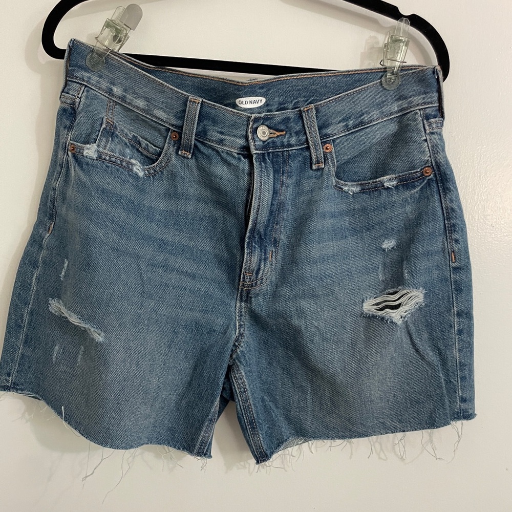 Old Navy Women's Ripped Jean Shorts - Light Blue